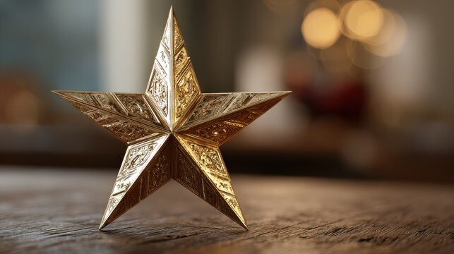 a detailed close up of a beautiful christmas star placed on a table