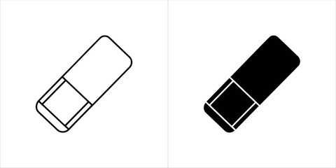 Two erasers, one outline and one solid black