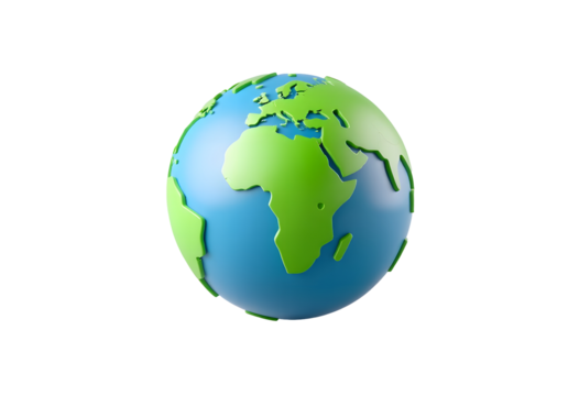 Stylized globe of earth isolated on transparent background