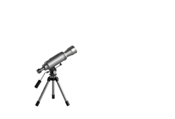 Silver telescope on a tripod isolated on transparent background