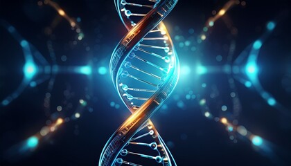 abstract dna helix rotating in dark negative space with subtle glowing molecular strand highlights