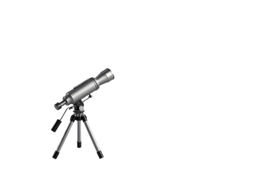 Silver telescope on a tripod isolated on transparent background - Powered by Adobe