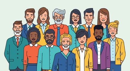 Diverse group of people standing together in a community portrait.