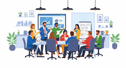 Diverse Team Collaboration in Modern Office Setting.