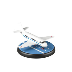 Fototapeta premium White private jet model on display stand isolated on transparent background