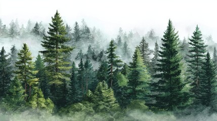 watercolor evergreen forest illustration