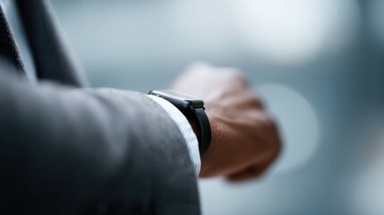 Businessman using smartwatch to track performance,