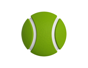 Tennis ball showing bright green sports equipment for outdoor game and athletic activity isolated on white background