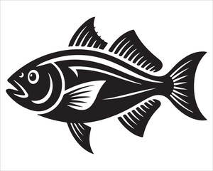Fototapeta premium Fish Silhouette Vector Illustration Isolated on White