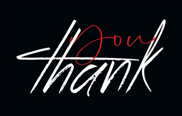 Thank You Lettering with Glittering Stars on Dark Background,Thank you handwriting bulk lettering text vector ,Text for invitation, T- shirt design, poster, banner, Icon and Isolated 