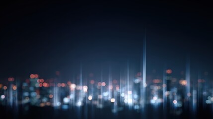 Fototapeta premium Global financial hub at night with glowing data streams,