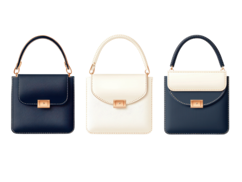 A Collection of Stylish Handbags Showcasing Elegance, Versatility, and Contemporary Design in Rich Colors and Premium Materials isolated on transparent background