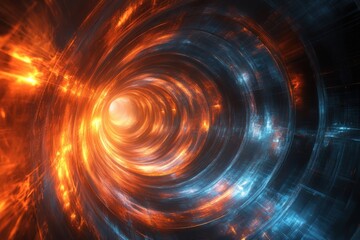 Obraz premium Colorful spiral tunnel with vivid light patterns swirling in a dynamic flow