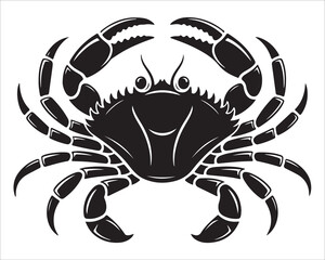 Crab Silhouette Vector Illustration, Marine Sea Animal Design, Coastal Seafood Symbol for Logo, Tattoo, Decor, or Ocean Wildlife Artwork