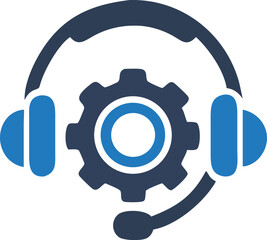 Blue headset encompasses a gear, featuring an integrated microphone for effective communication and engineering