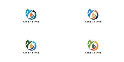 Business finance vector logo arrow diagram with color pattern