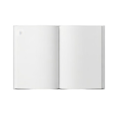 Naklejka premium An open blank book with pristine white pages ready for writing or drawing isolated on transparent background