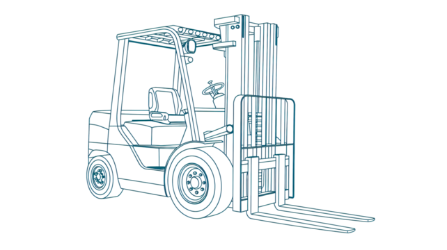 Striking forklift outline, perfect for demonstrating industrial prowess