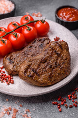 Food, grilled beef steak, roast meat for lunch. Grilled beef steak