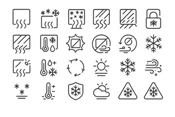 Fototapeta premium Winter and cold weather UI icon set for climate and safety indicators