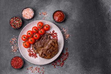 Food, grilled beef steak, roast meat for lunch. Grilled beef steak