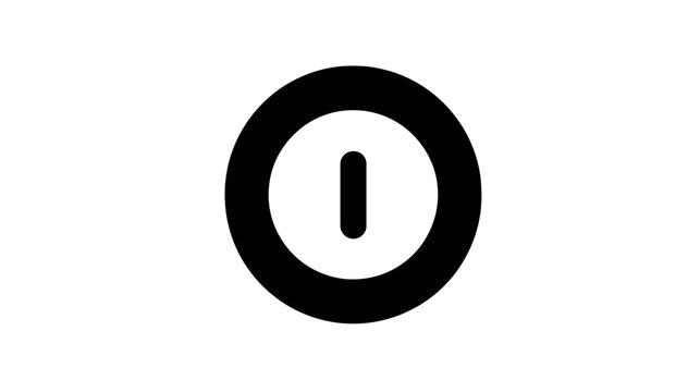 Black Power Button Icon. Universal On/Off Switch Symbol for Digital Devices and User Interface.