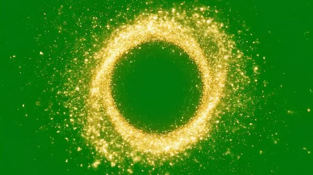 Gold Sparkle Circle Transition on Green Screen | Glitter Swirl Dissolve Magic Particle Effect