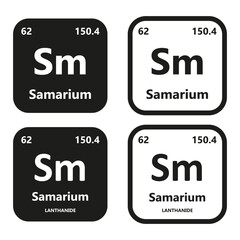 Samarium Element vector symbol with atomic number, atomic mass and chemical group block
