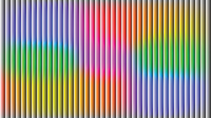 Vibrant abstract background with a spectrum of colorful vertical 3D stripes. A modern graphic design element with a glossy rainbow gradient pattern