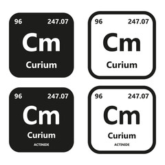 Curium Element vector symbol with atomic number, atomic mass and chemical group block