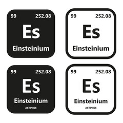 Einsteinium Element vector symbol with atomic number, atomic mass and chemical group block