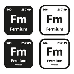 Fermium Element vector symbol with atomic number, atomic mass and chemical group block