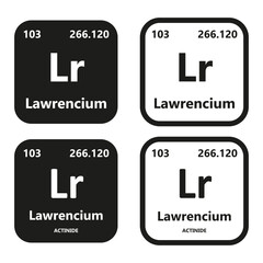 Lawrencium Element vector symbol with atomic number, atomic mass and chemical group block