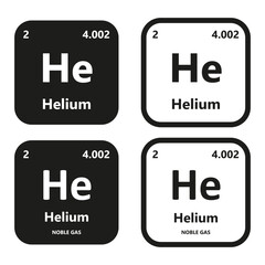 Helium Element vector symbol with atomic number, atomic mass and chemical group block