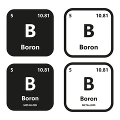 Boron Element vector symbol with atomic number, atomic mass and chemical group block