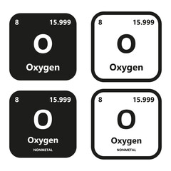 Oxygen Element vector symbol with atomic number, atomic mass and chemical group block