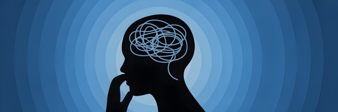 Tangled Brain Silhouette: Mental Health, Anxiety, and Overthinking