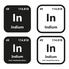 Indium Element vector symbol with atomic number, atomic mass and chemical group block