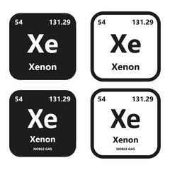 Xenon Element vector symbol with atomic number, atomic mass and chemical group block