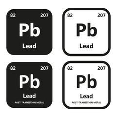 Lead Element vector symbol with atomic number, atomic mass and chemical group block