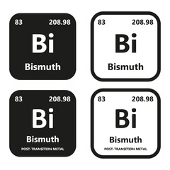 Bismuth Element vector symbol with atomic number, atomic mass and chemical group block