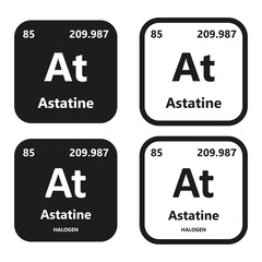 Astatine Element vector symbol with atomic number, atomic mass and chemical group block