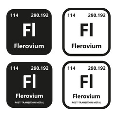 Flerovium Element vector symbol with atomic number, atomic mass and chemical group block