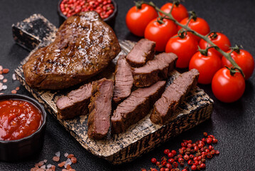 Food, grilled beef steak, roast meat for lunch. Grilled beef steak