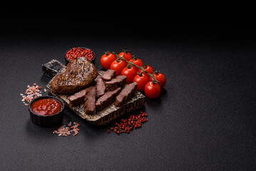 Food, grilled beef steak, roast meat for lunch. Grilled beef steak