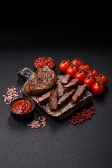 Food, grilled beef steak, roast meat for lunch. Grilled beef steak