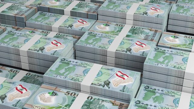 Lebanon 50k Lebanese Pound Banknote Horizontal 3D Animation ? Realistic Currency Motion, Finance, Economy, Business Investment, Money Flow, and Banknote Visualization