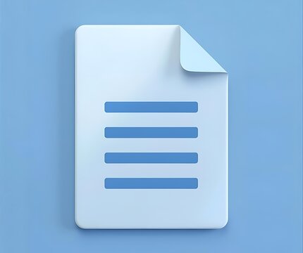 A simple white document icon with blue lines on a blue background