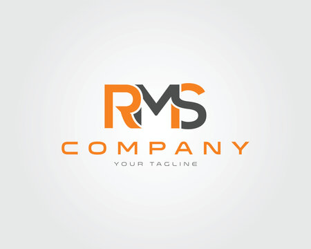 Orange and gray R M S letters logo with vector template company