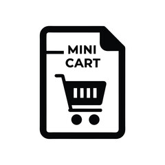 Isolated document displays a bold mini cart symbol with a modern monochrome aesthetic